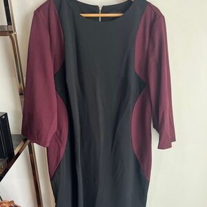 Lane Bryant Black and Red Sheath Dress 3/4 Raglan Sleeves